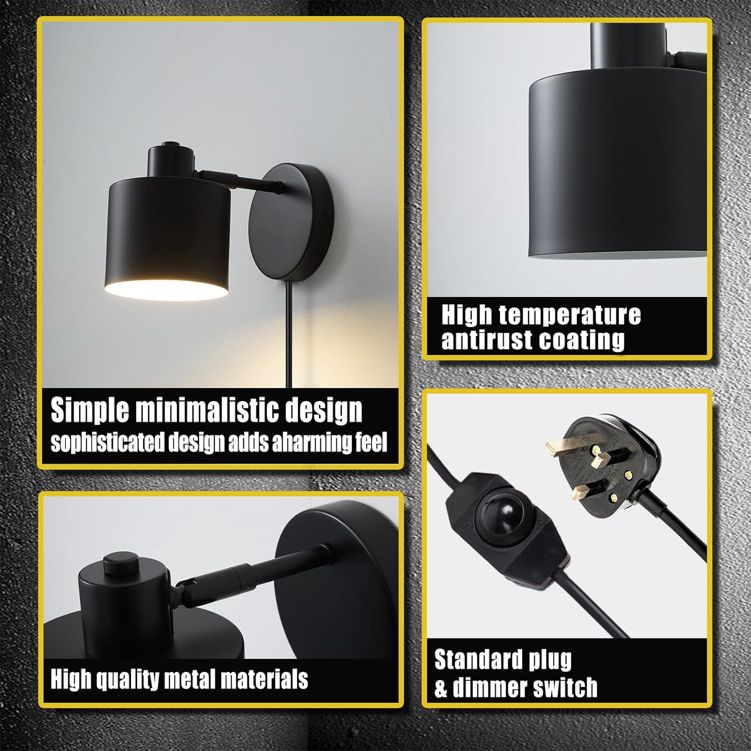 Black rotatable wall light

