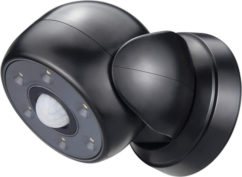 Black security camera with motion sensor on a white background