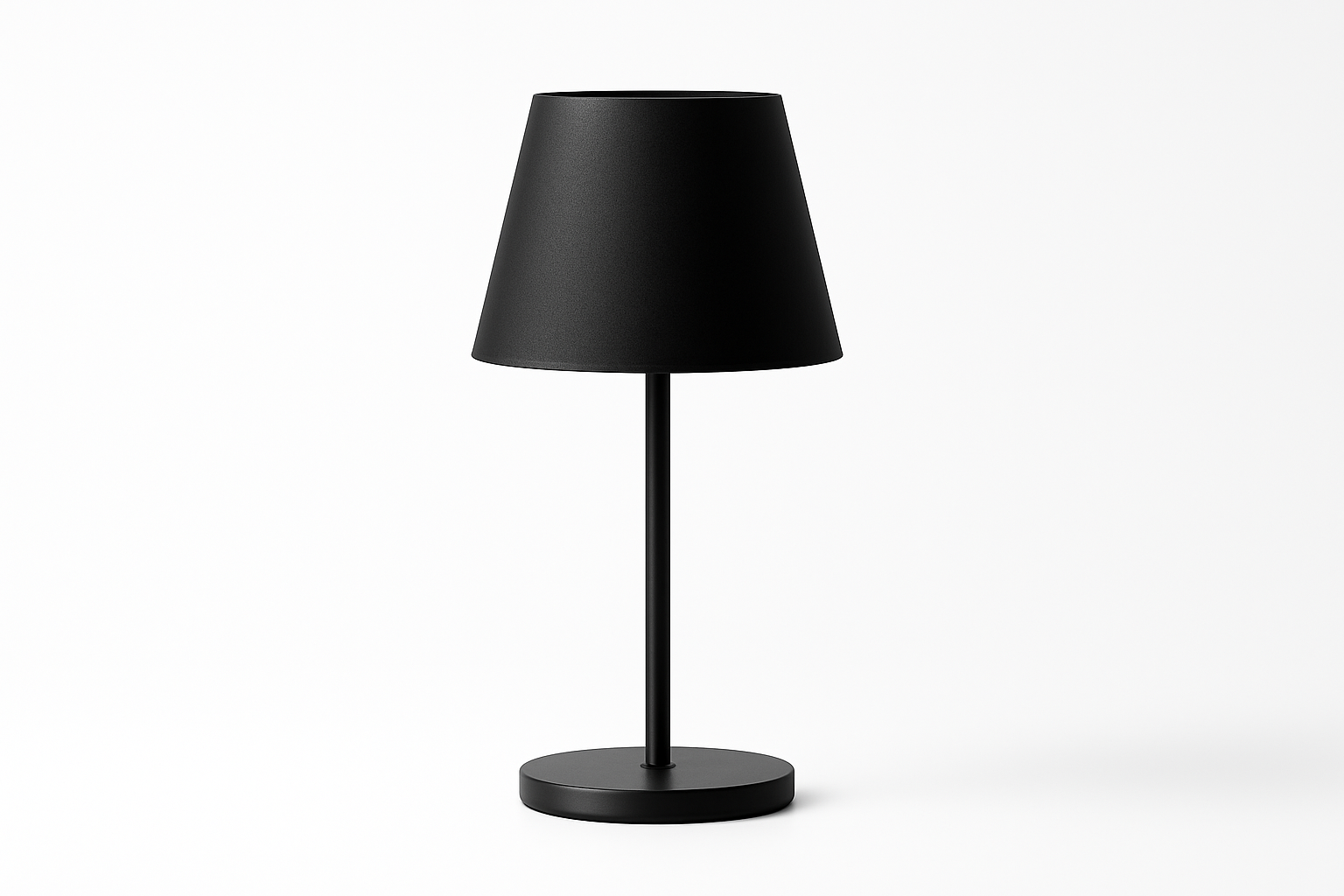Black table lamp on a white background