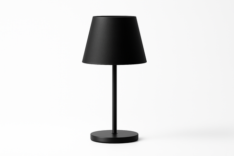 Black table lamp on a white background