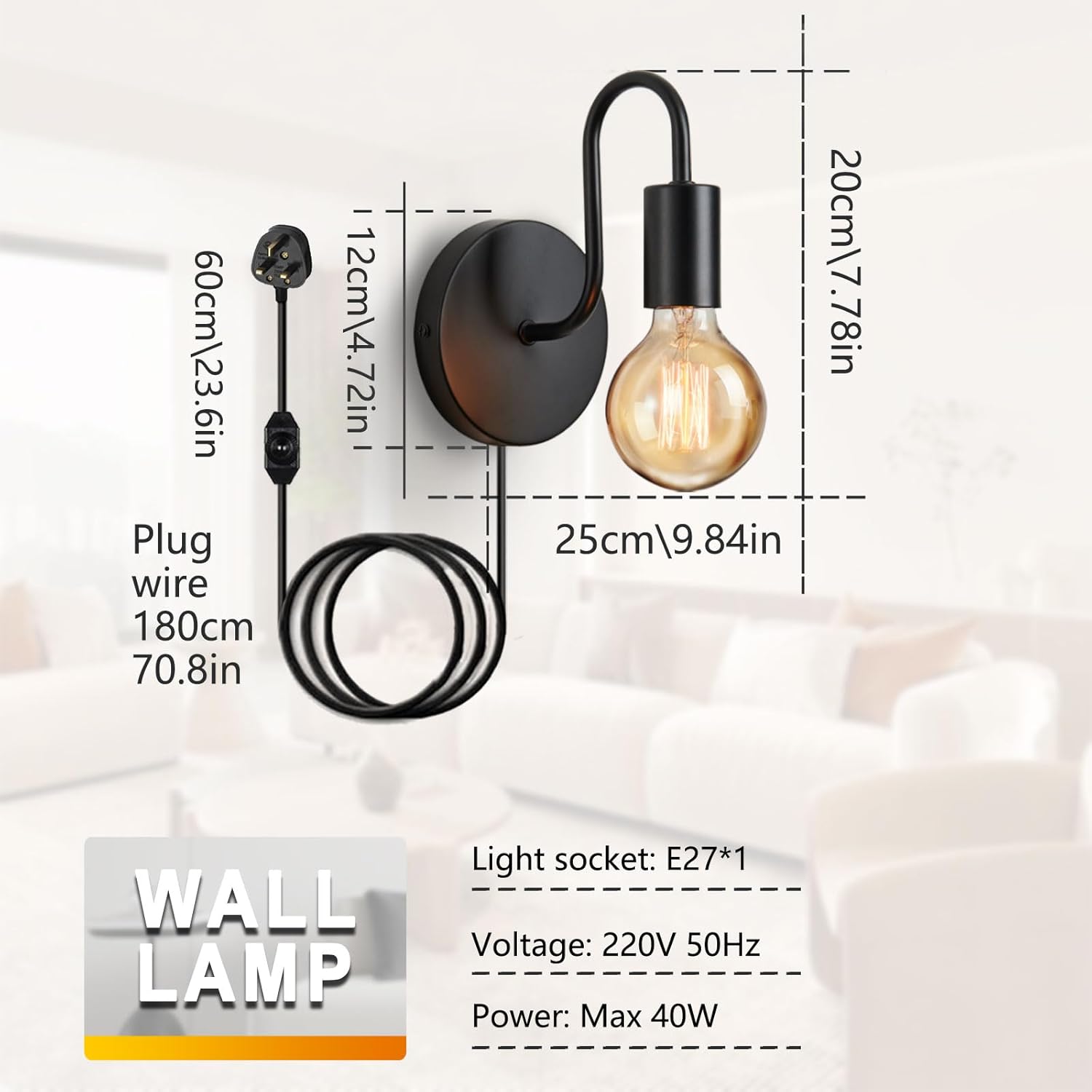 Black wall sconce for living room

