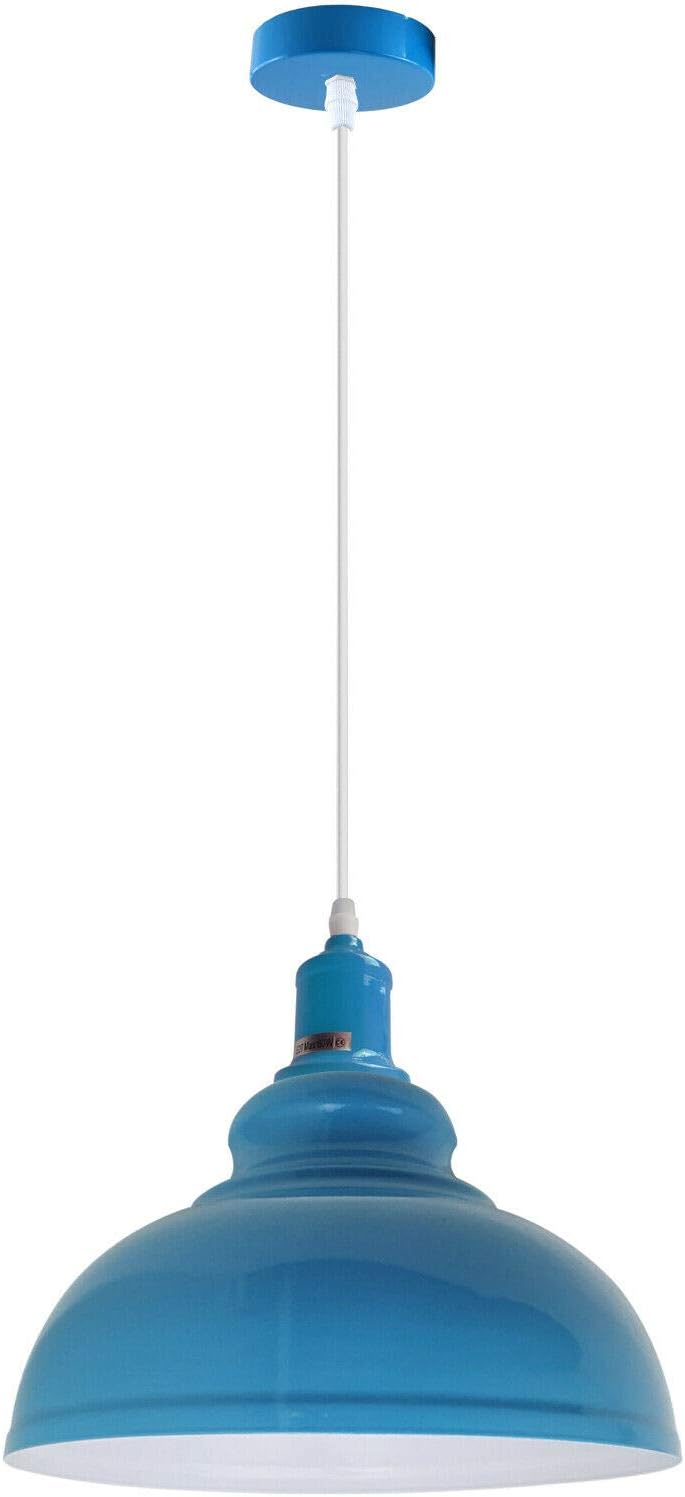 Blue pendant light on a white background