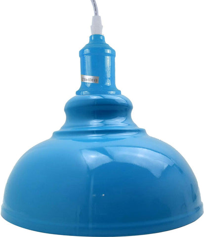Blue pendant light on a white background