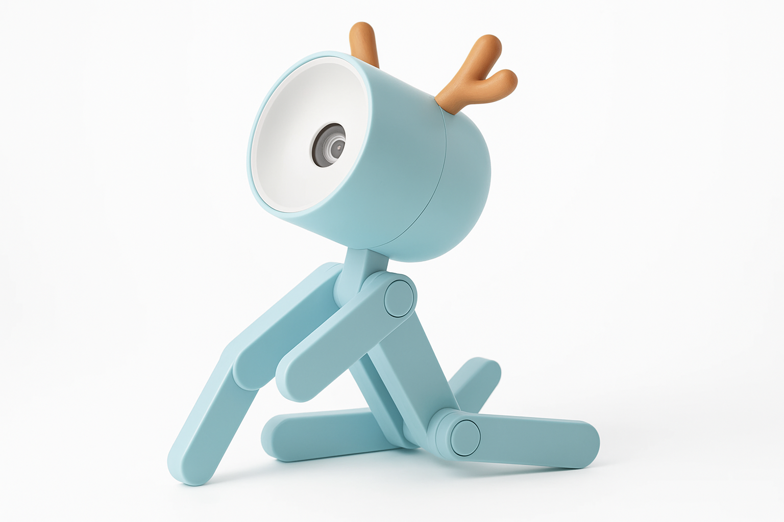 Blue robot deer toy on a white background