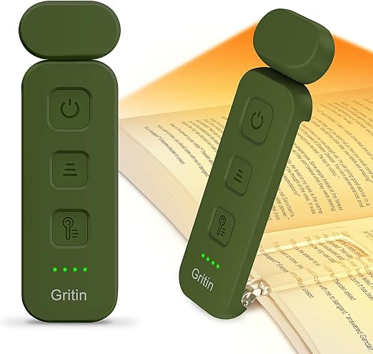 Book Light Rechargeable, Reading Light Lamp Clip on Books, Eye Caring 3 Colors, 5 Brightness & Stepless Dimming, Long Lasting up to 80hrs, Portable Mini Reading Lamp for Readers