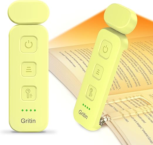 Book Light Rechargeable, Reading Light Lamp Clip on Books, Eye Caring 3 Colors, 5 Brightness & Stepless Dimming, Long Lasting up to 80hrs, Portable Mini Reading Lamp for Readers