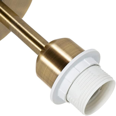 Brass shower arm with white valve on a white background