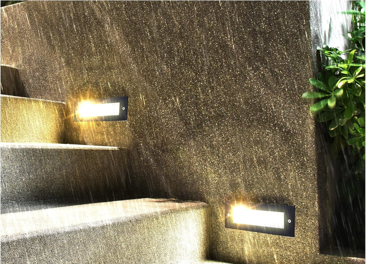 Sleek design of the recessed LED brick light in an outdoor setting

