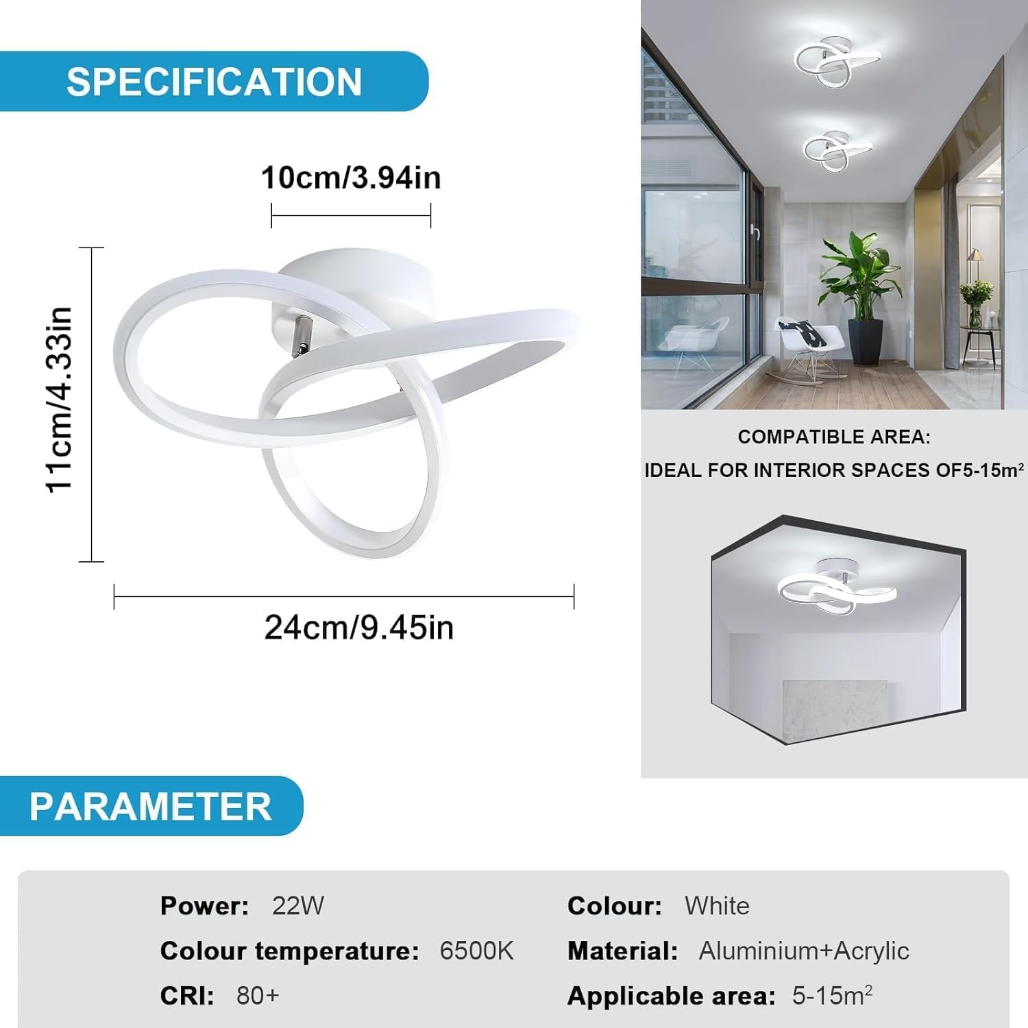 Bright flush ceiling lamp

