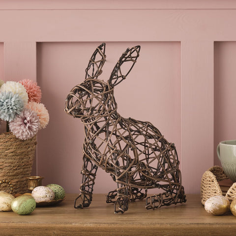 Brown rattan bunny with timer function