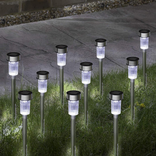 Buy 10 Pcs LED Solar Powered Stake Lights In UK - Shop Now