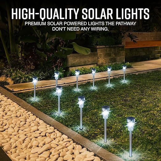 Buy 10 Pcs LED Solar Powered Stake Lights In UK - Shop Now