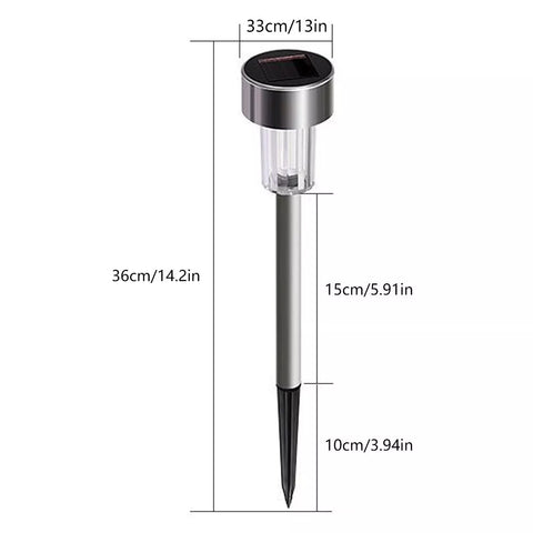 Waterproof solar stake lights lighting up an outdoor space during the evening

