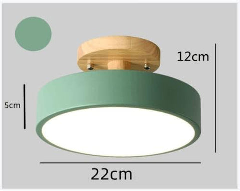 Energy-efficient wooden LED ceiling light installed in a stylish kitchen