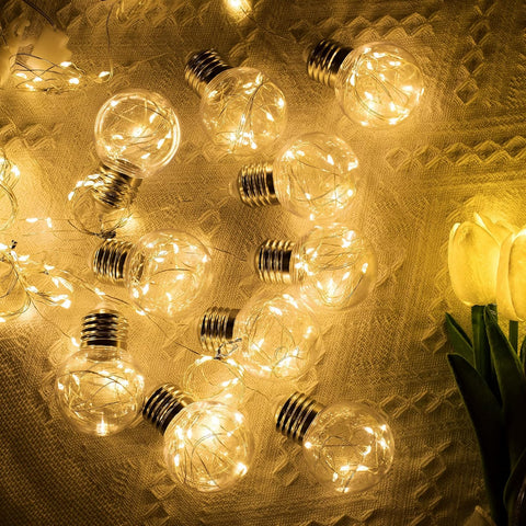 Christmas window curtain lights with ball bulbs


