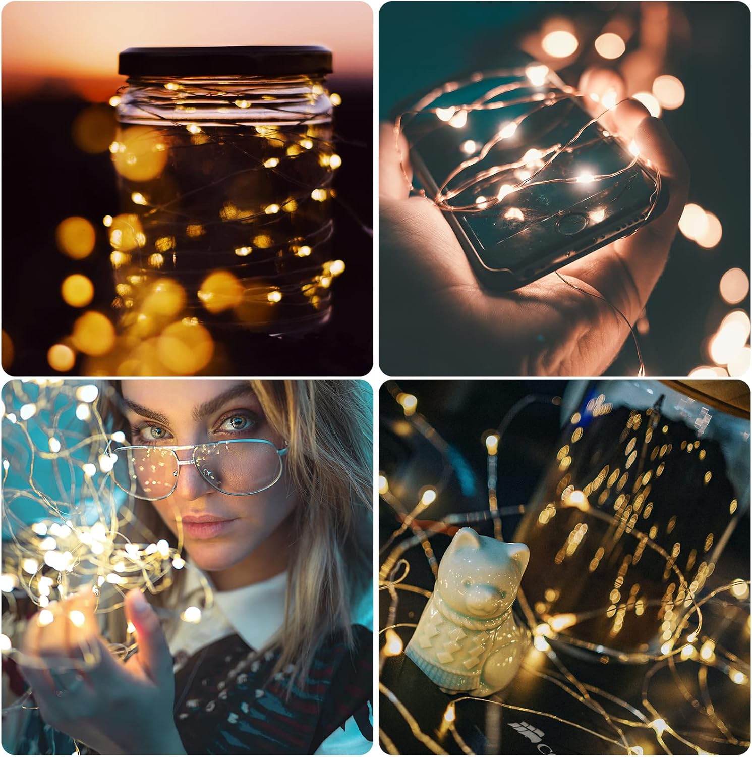 Battery-operated LED fairy lights used for Christmas tree decoration

