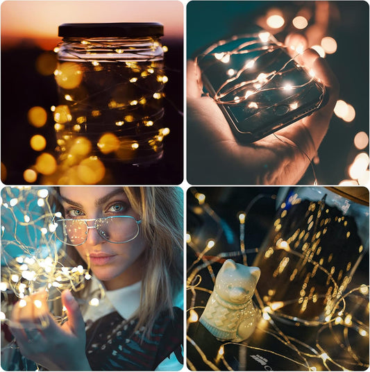 Battery-operated LED fairy lights used for Christmas tree decoration

