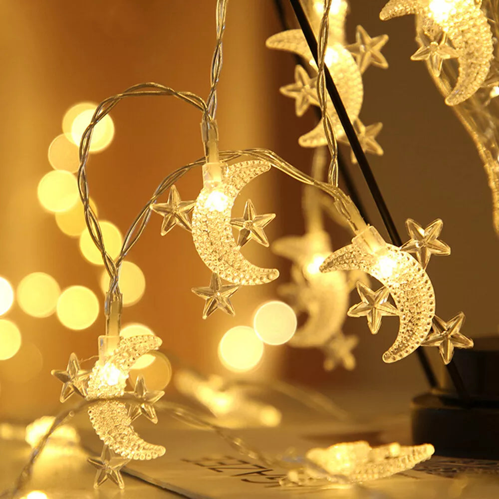 Buy 20 LED Ramadan Moon Star String Fairy Lights In UK - Shop Now!
