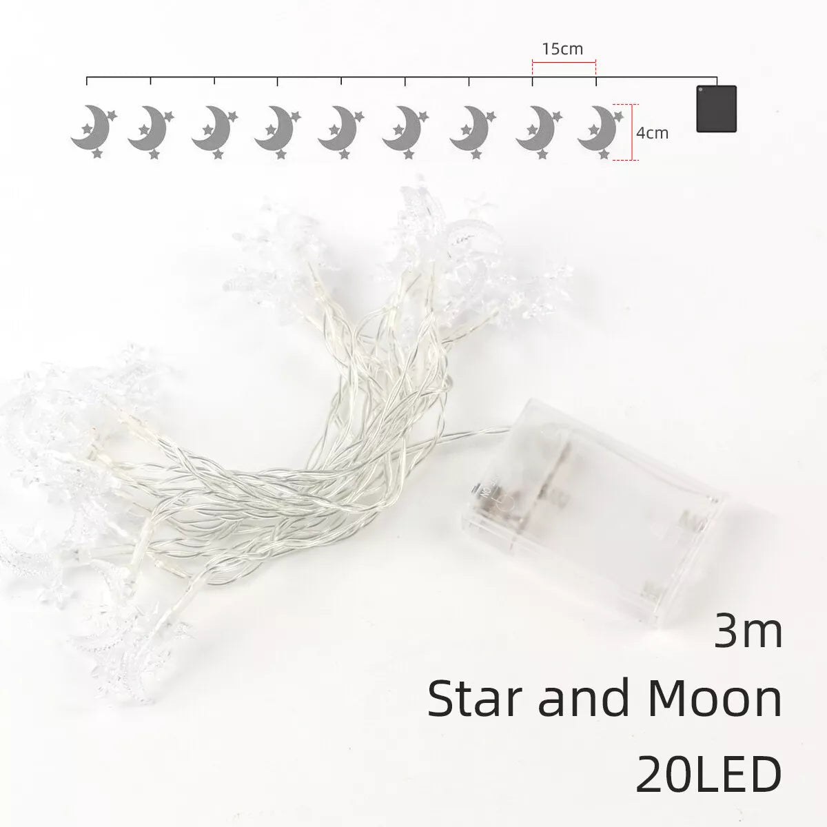 Buy 20 LED Ramadan Moon Star String Fairy Lights In UK - Shop Now!