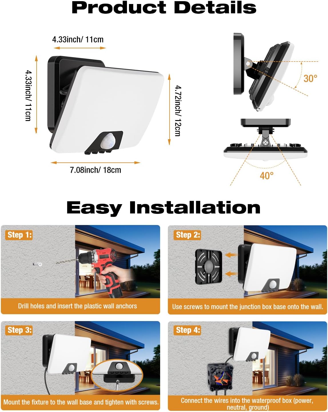 Buy 24W LED PIR Motion Sensor Security Lights In UK - Shop Now