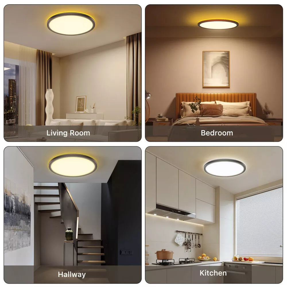 Led Lighting Round 24W Round LED Ceiling Panel - IP44 Modern Flush Ceiling Lamp