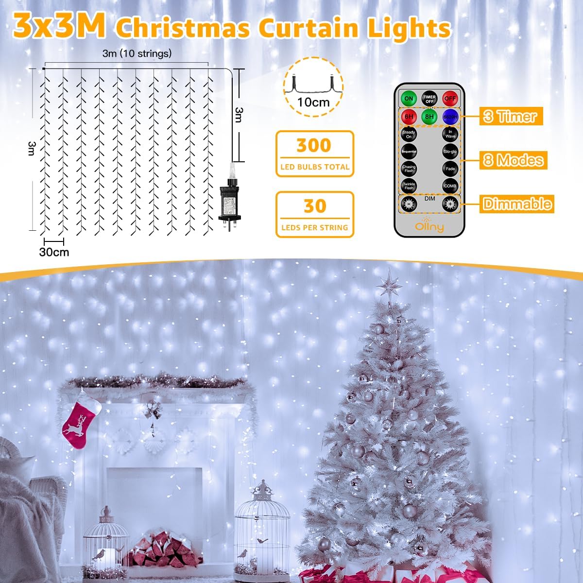 Buy 300 LED Curtain Fairy String Lights In UK - Shop Now!