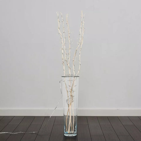 Rustic LED twig lights in living room



