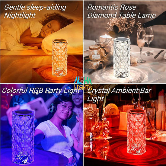 Modern crystal table lamp illuminating a cozy bedroom setup
