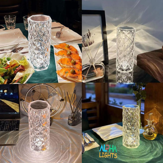 Elegant LED bedside lamp with a luxury diamond-effect design