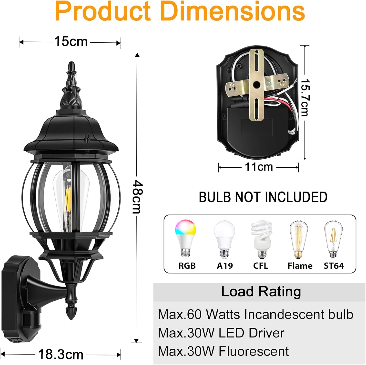 Buy 60W Anti Rust PIR Motion Sensor Wall Lantern In UK - Shop Now!