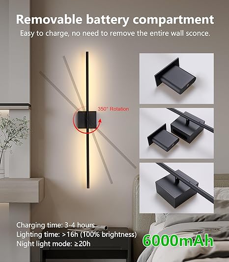 Buy 80CM LED Battery Operated Indoor Wall Lamp in UK - Shop Now!