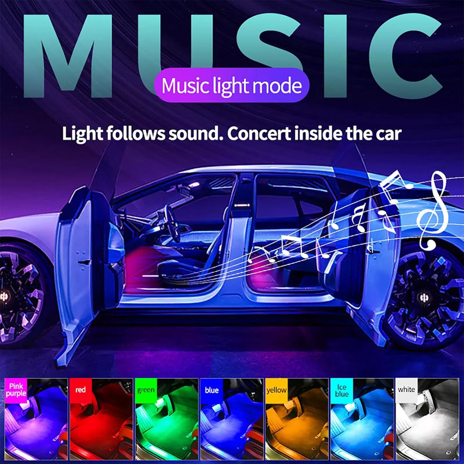Buy 8 LED Wireless Car Interior Footwell RGB Lights In UK - Shop Now!