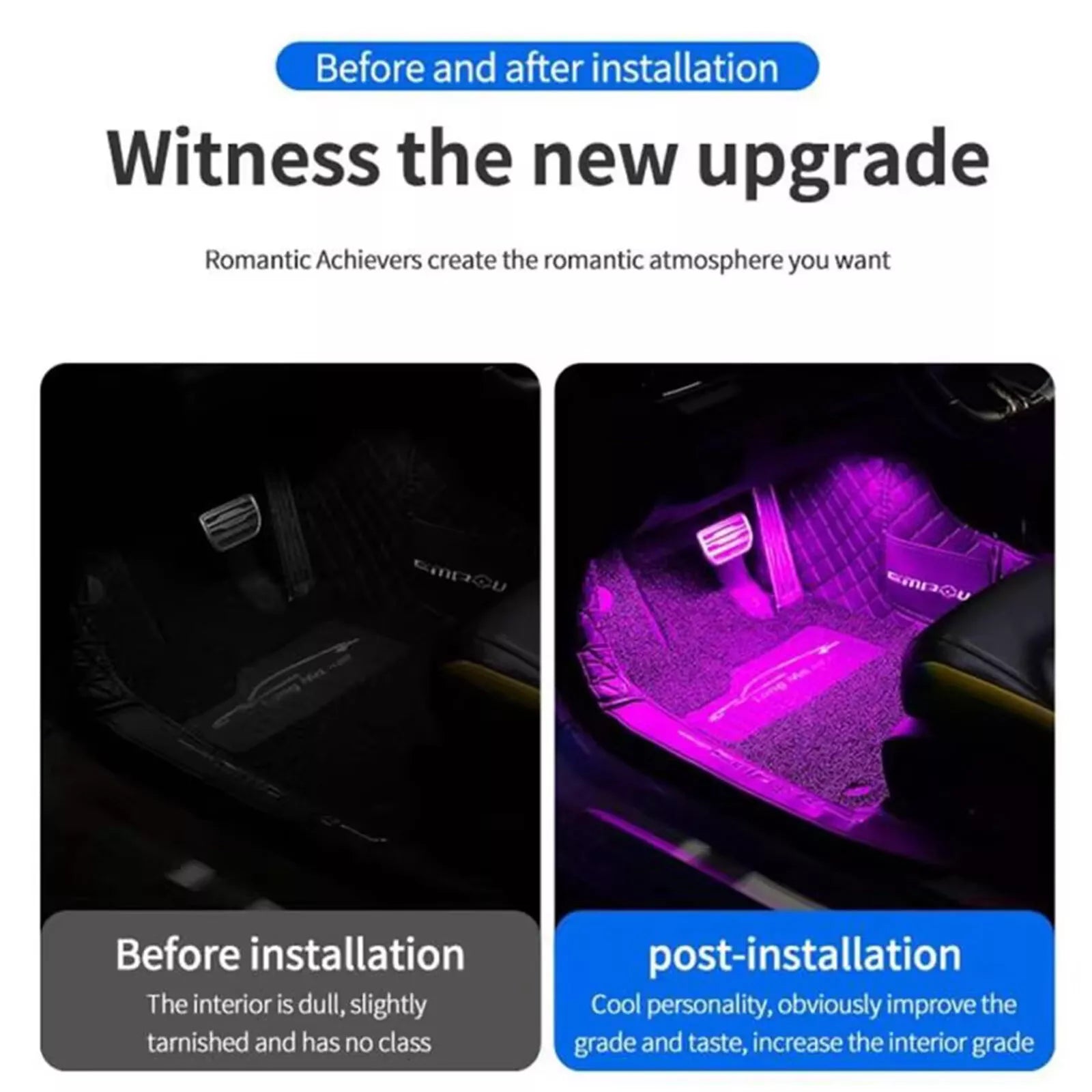 Buy 8 LED Wireless Car Interior Footwell RGB Lights In UK - Shop Now!