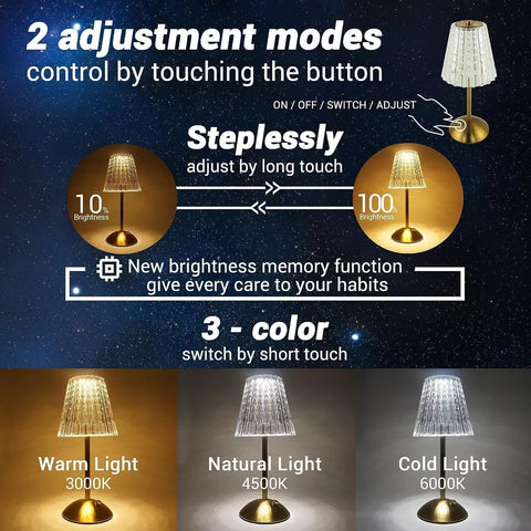 Alpha Lights LED Table Lamp – Dimmable & Cordless


