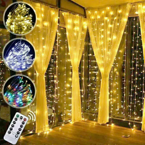 ED Curtain Lights Decorated Over a Window for Cozy Look