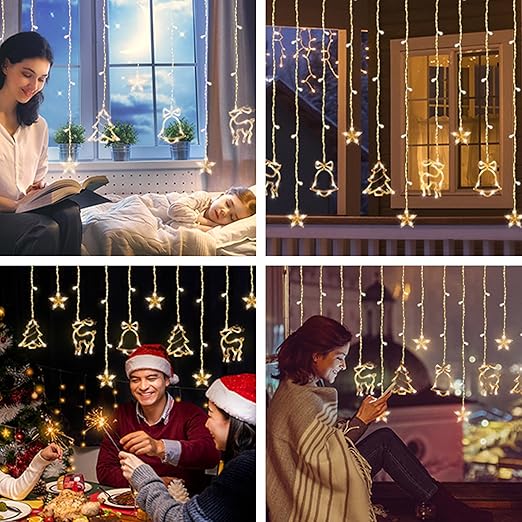 Buy LED Christmas Window Curtain String Light In UK - Shop Now!