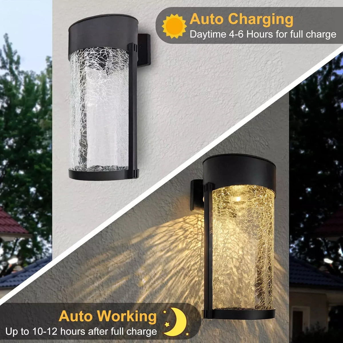 Buy LED Crackled Glass Solar Powered Wall Light In UK - Shop Now