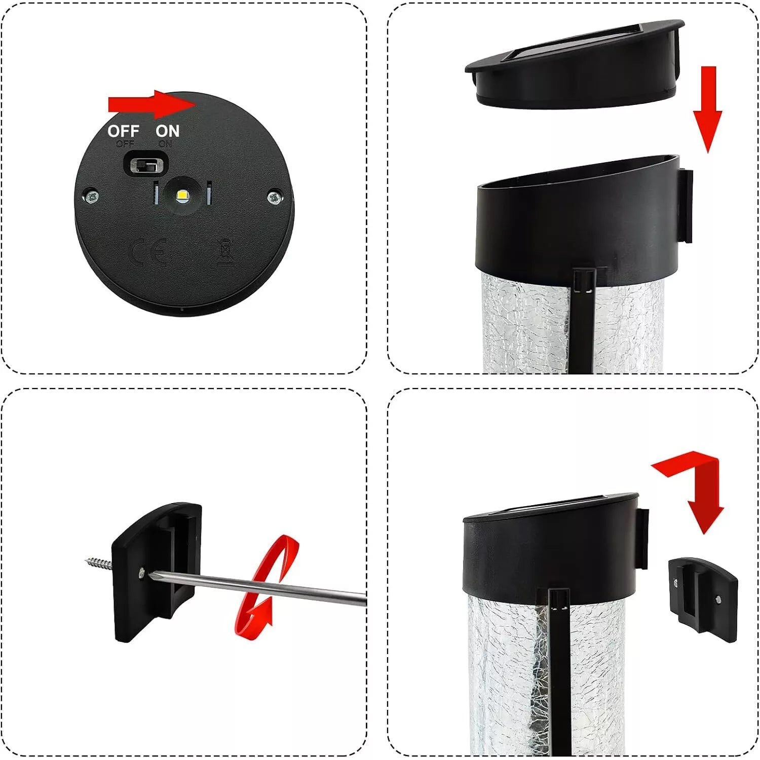 Buy LED Crackled Glass Solar Powered Wall Light In UK - Shop Now