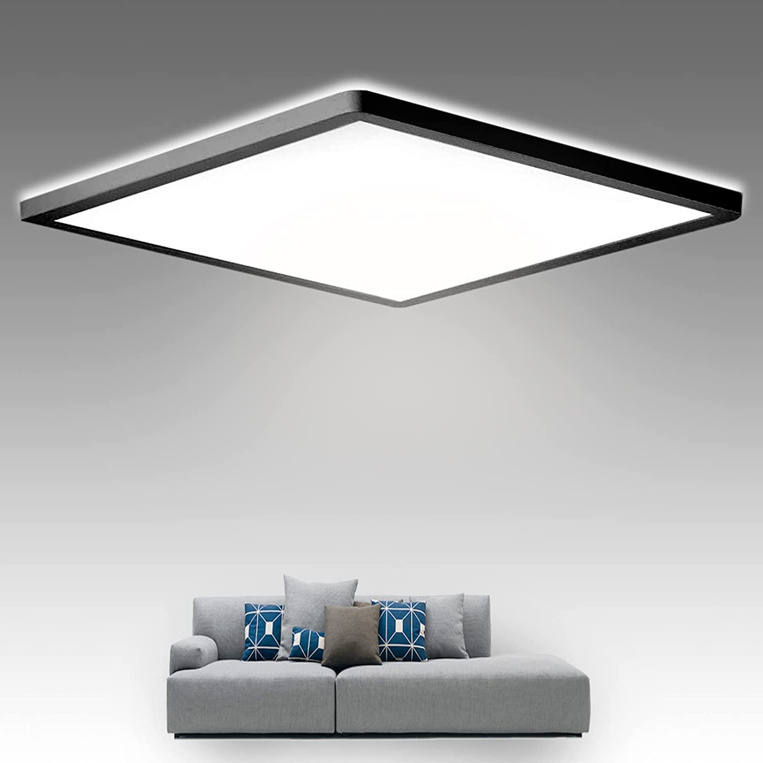 28W LED Square Flush Ceiling Light installed in a modern living room