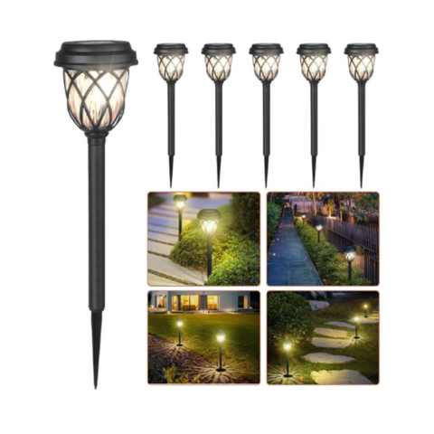 Pack of 6 LED solar-powered stake lights with unique glow effect for garden – UK

