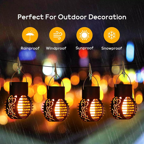 Hanging Flame Lantern with Solar Panel UK

