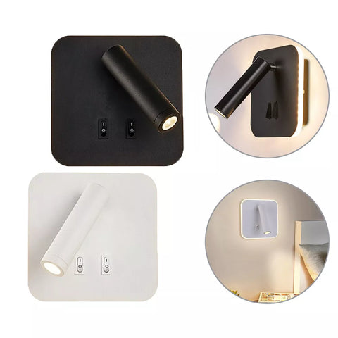 Sleek modern LED wall spotlight mounted on a wall, adjusted at an angle