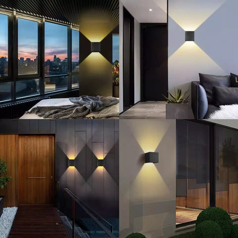 Close-Up of Modern Square Wall Fixture with Cool White Light

