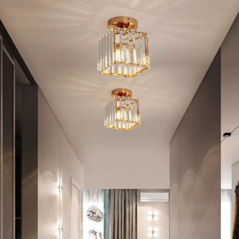 Petal-shaped flush mount ceiling light glowing with warm white light


