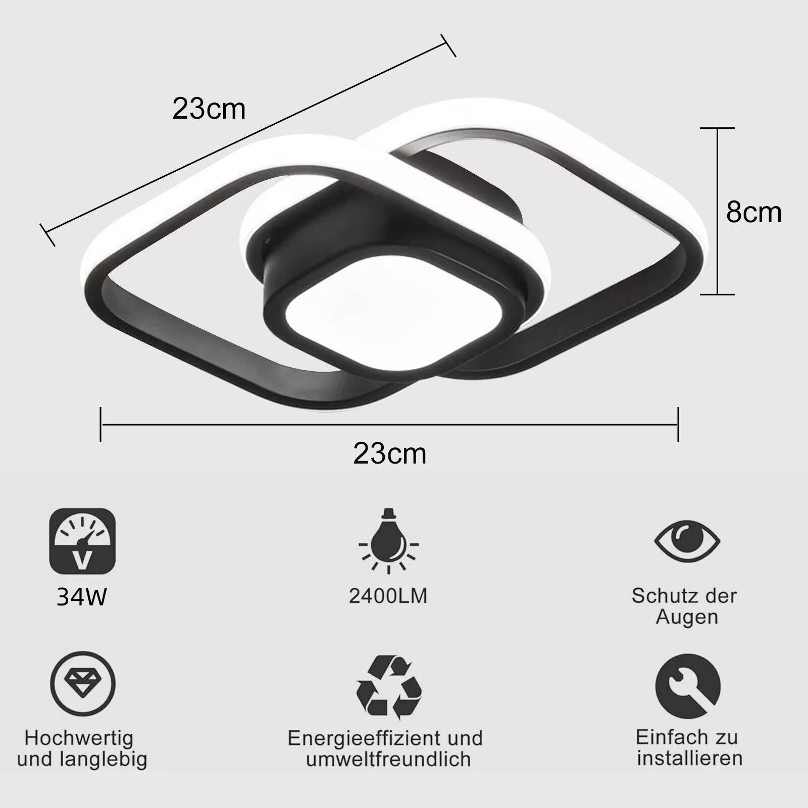 modern black LED ceiling light 3D design