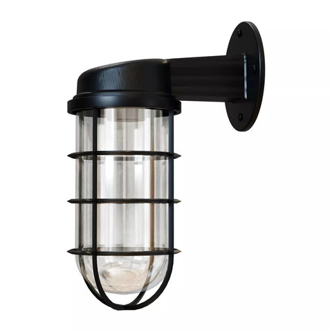 Metal frame wall light with clear glass shade UK

