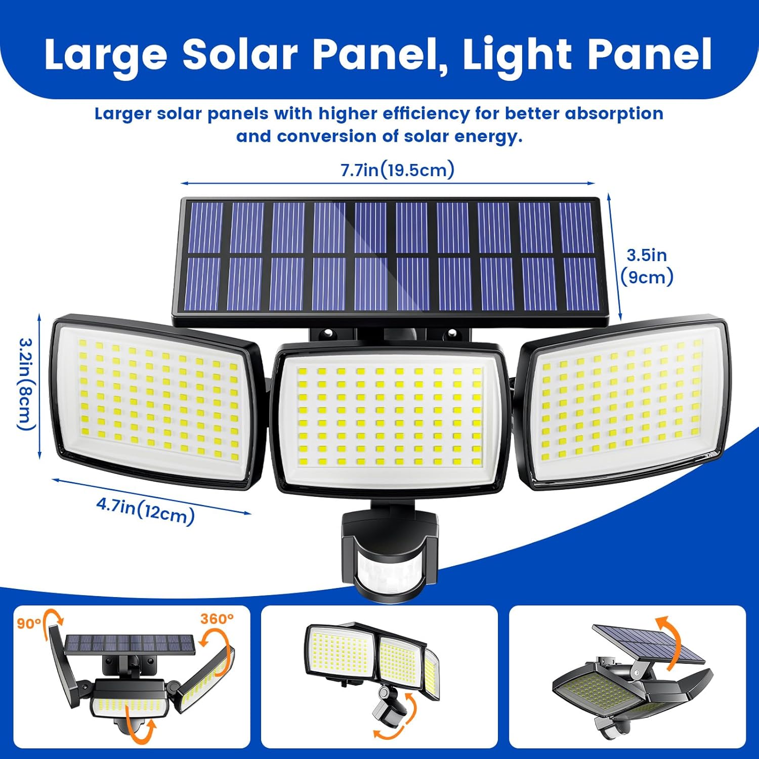 Buy LED 3 Heads Motion Sensor Solar Security Light in UK - Shop Now!