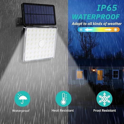 Outdoor solar LED security light with motion detection

