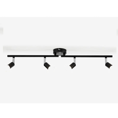Close-up of the chrome-finished adjustable spotlights
