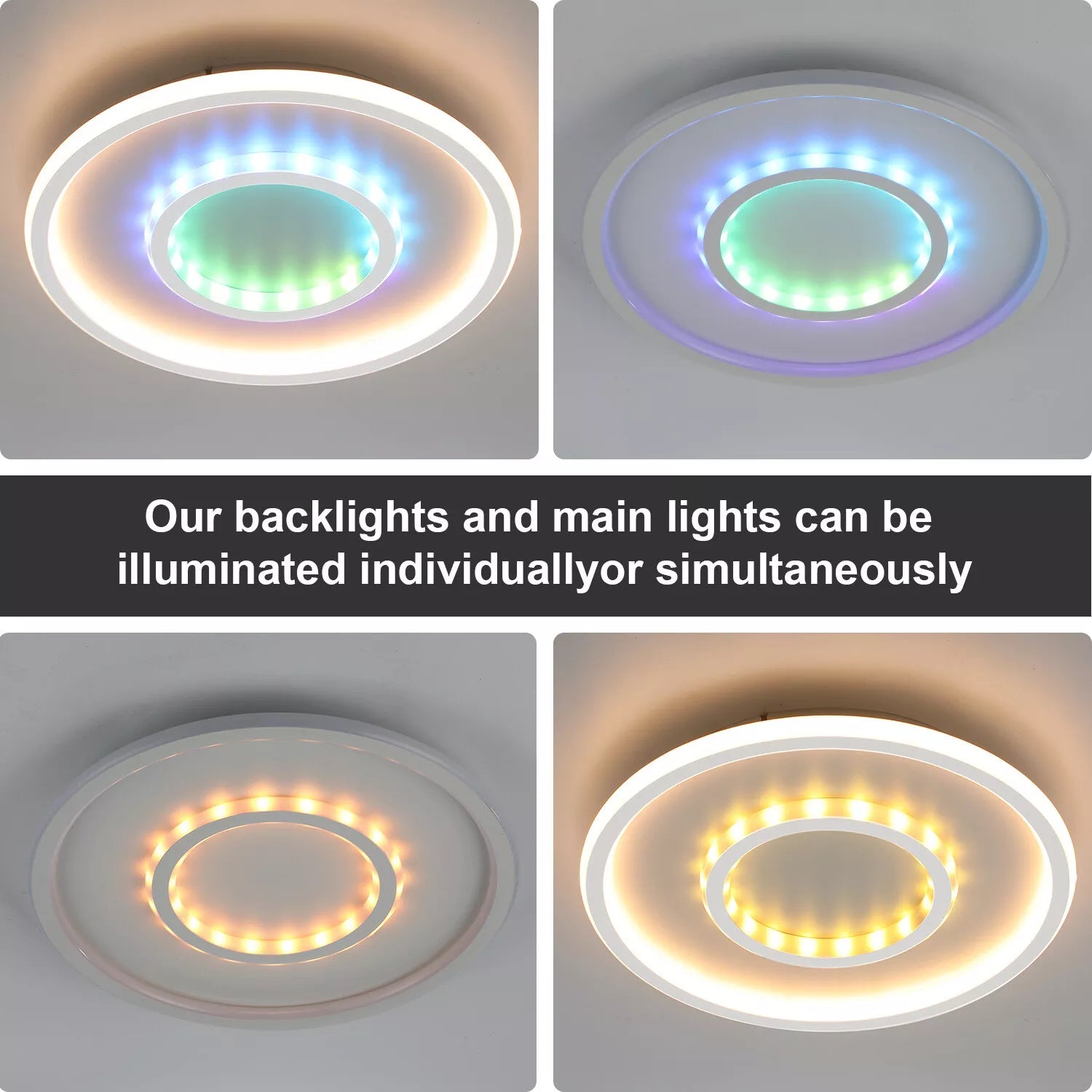 Buy Round LED Ceiling Light – Modern Chandelier with White Frame & RGB Mode